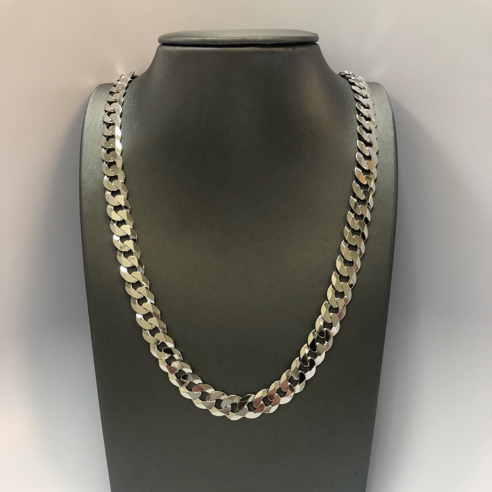 14 K White Gold plated Cuban chain, Italian silver